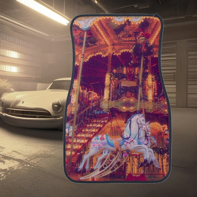 childhood dream - old horse carousel car floor mat (Creator Uploaded)