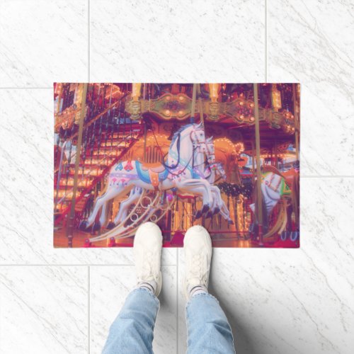 childhood dream _ old horse carousel doormat