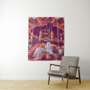 childhood dream - old horse carousel tapestry
