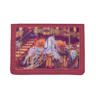 childhood dream - old horse carousel tri-fold wallet