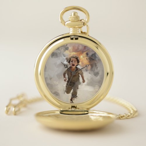 Childhood escape from the scourge of war Keychain Pocket Watch