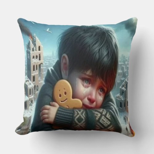 Childhood pain without peace Throw Pillow 