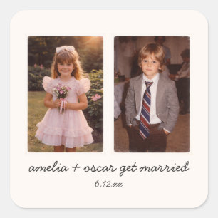 Childhood Photo Wedding Reception Cocktail Party Square Sticker