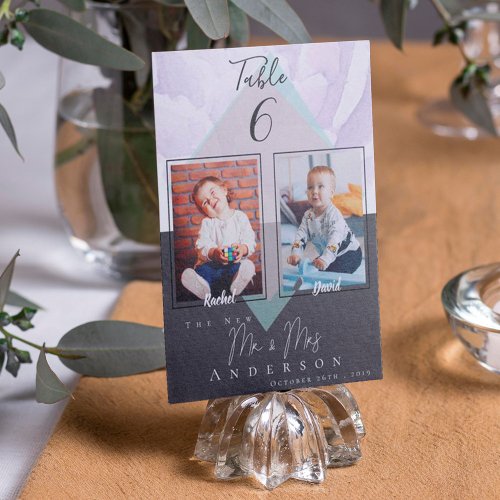 Childhood Photos Bride Groom Wedding Table Number