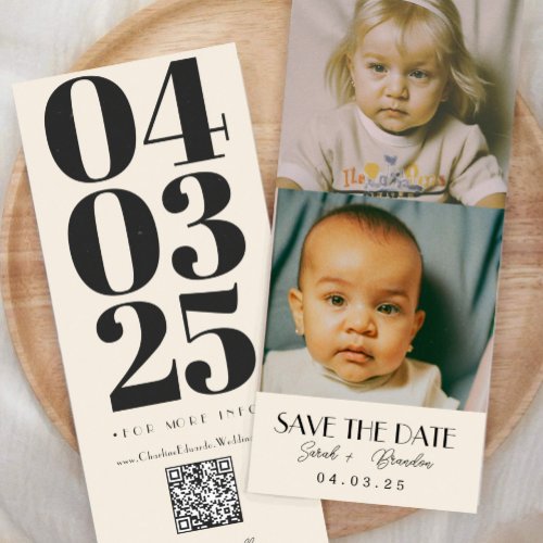 Childhood Photos Typography Qrcode Save the Date Invitation