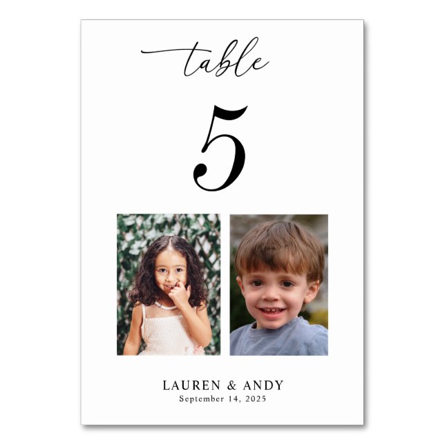 Childhood Pictures Photos Table Number 5 Wedding   (Front)