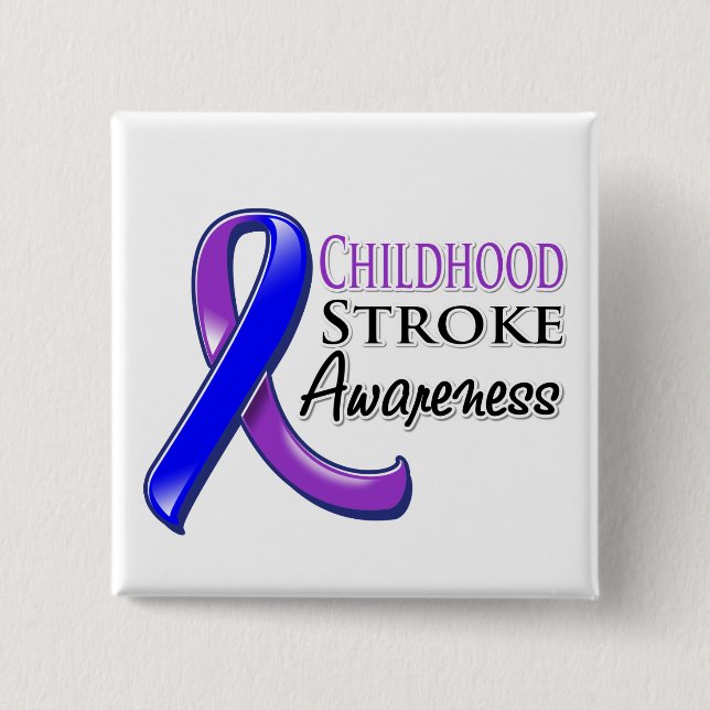 Childhood Stroke Awareness Ribbon Button (Front)