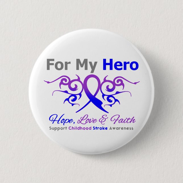 Childhood Stroke Tribal Ribbon Hero Button (Front)