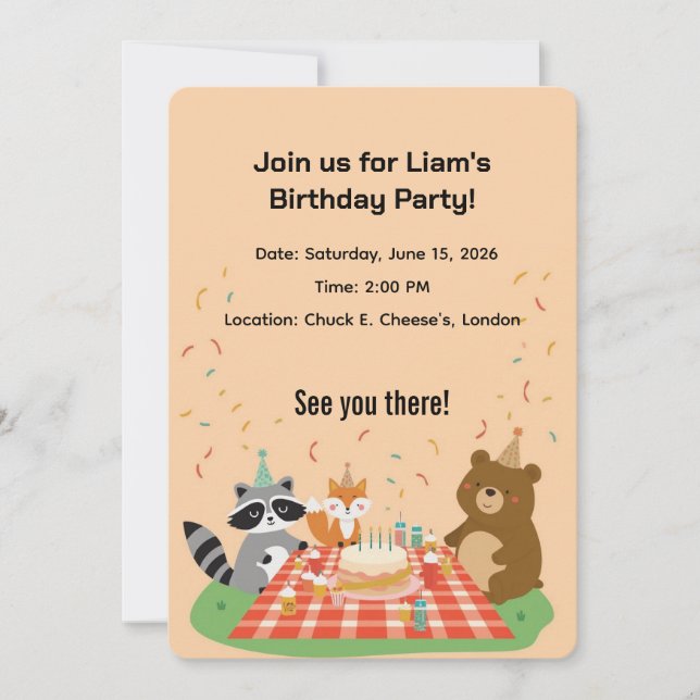 Childish Birthday Invitation Card – Fun Kids Party (Front)