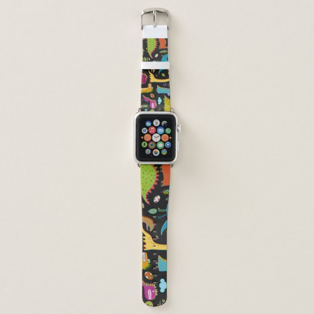 Childish Dinosaurs: Fun Seamless Pattern Apple Watch Band (Front)