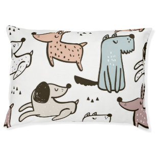 Childish dogs, hand drawn, trendy pattern. pet bed