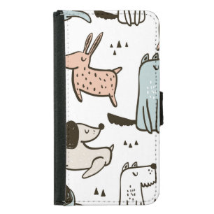 Childish dogs, hand drawn, trendy pattern. samsung galaxy s5 wallet case