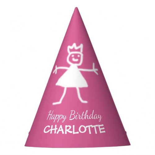 Childish Drawing Princess custom Text and Color Party Hat