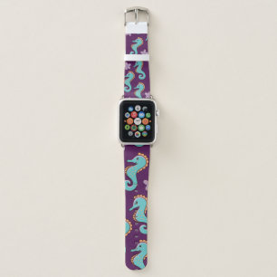 childish nautical seamless pattern with seahorses apple watch band