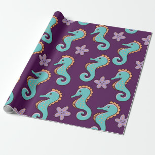 childish nautical seamless pattern with seahorses  wrapping paper