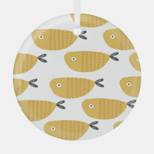Childish Pattern, Funny Fishes. Glass Ornament