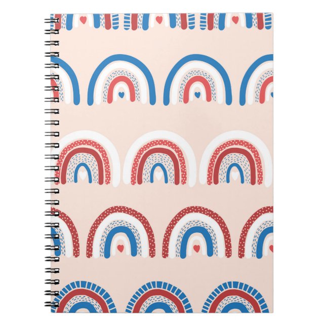 Childish rainbow background seamless. Repeating ha Notebook (Front)