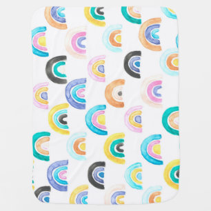 Childish Rainbow, Watercolor Kids Pattern. Baby Blanket