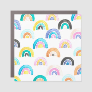 Childish Rainbow, Watercolor Kids Pattern. Car Magnet
