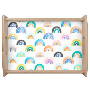 Childish Rainbow, Watercolor Kids Pattern. Serving Tray