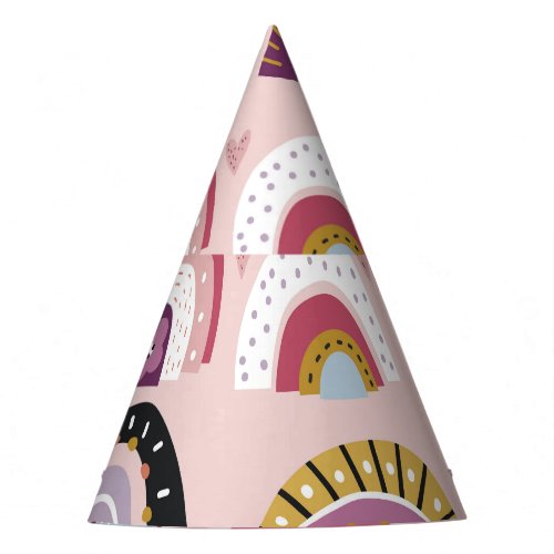Childish Rainbows Flowers Hearts Pattern Party Hat