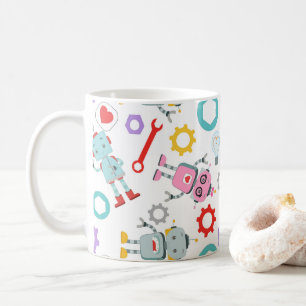 Childish Robots Colorful Mechanical Parts Tools Coffee Mug