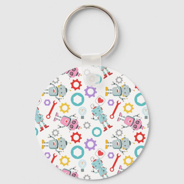 Childish Robots Colorful Mechanical Parts Tools Keychain (Front)