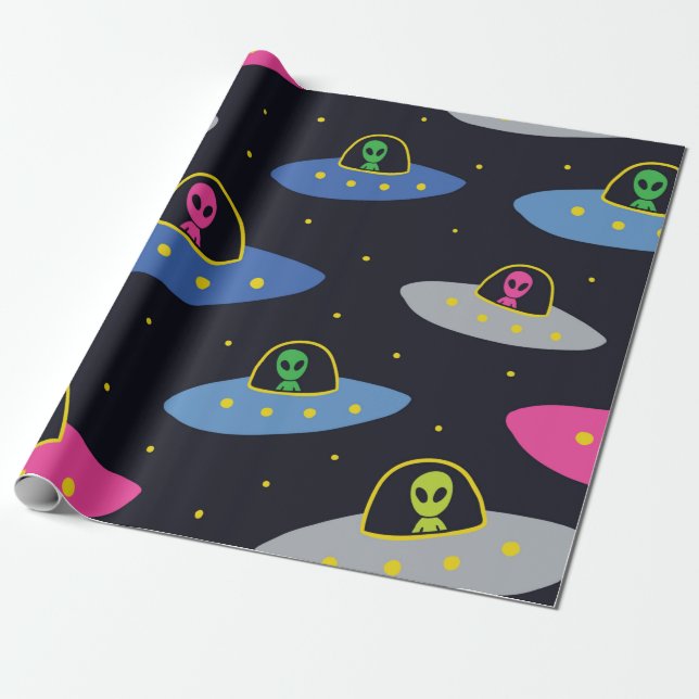 Childish seamless pattern with hand drawn cosmos u wrapping paper (Unrolled)