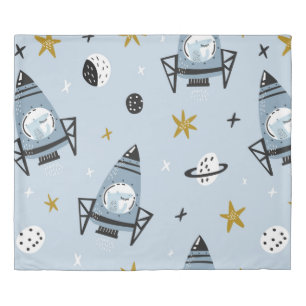 Childish seamless pattern with hand drawn space el duvet cover