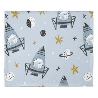 Childish seamless pattern with hand drawn space el duvet cover