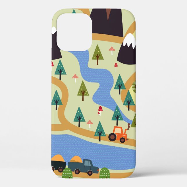 Childish seamless pattern with mountains, river, f Case-Mate iPhone case (Back)