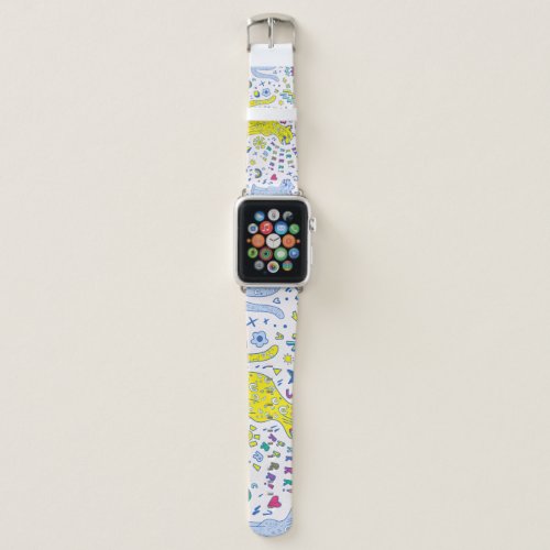 Childish Tiger and Rainbow Pattern Apple Watch Band