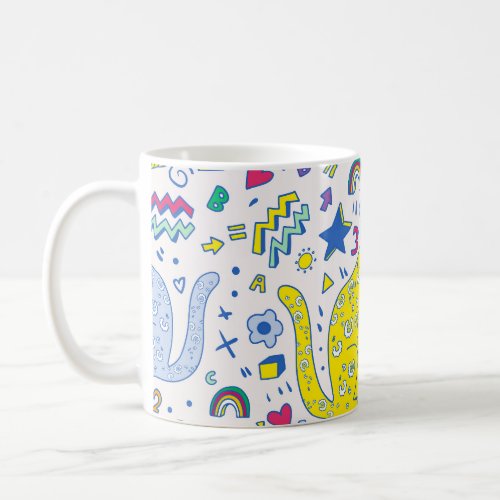 Childish Tiger and Rainbow Pattern Coffee Mug