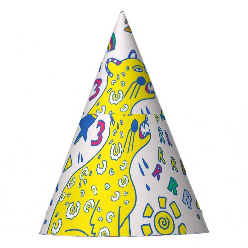 Childish Tiger and Rainbow Pattern Party Hat
