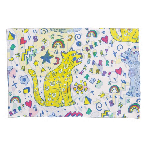 Childish Tiger and Rainbow Pattern Pillow Case