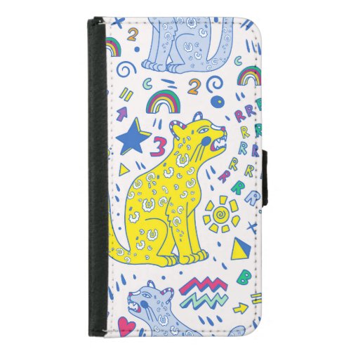 Childish Tiger and Rainbow Pattern Samsung Galaxy S5 Wallet Case