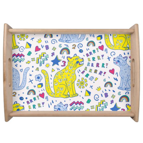 Childish Tiger and Rainbow Pattern Serving Tray