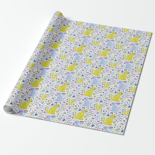 Childish Tiger and Rainbow Pattern Wrapping Paper