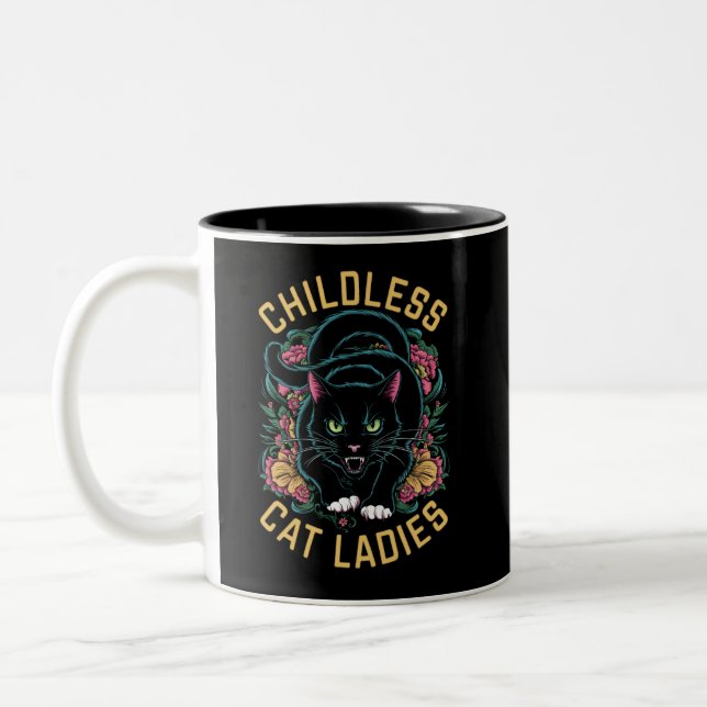 Childless Cat Ladies 2024 Feminist Two-Tone Coffee Mug (Left)