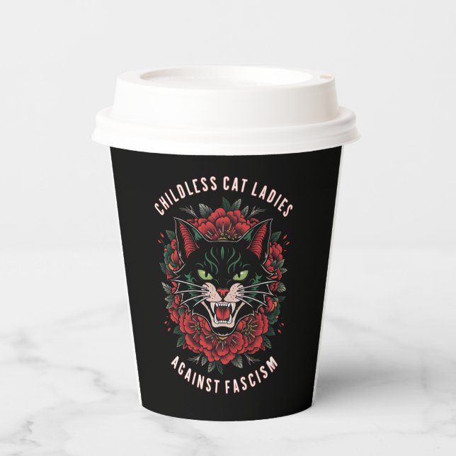 Childless Cat Ladies Against Fascism  Paper Cups (Front)