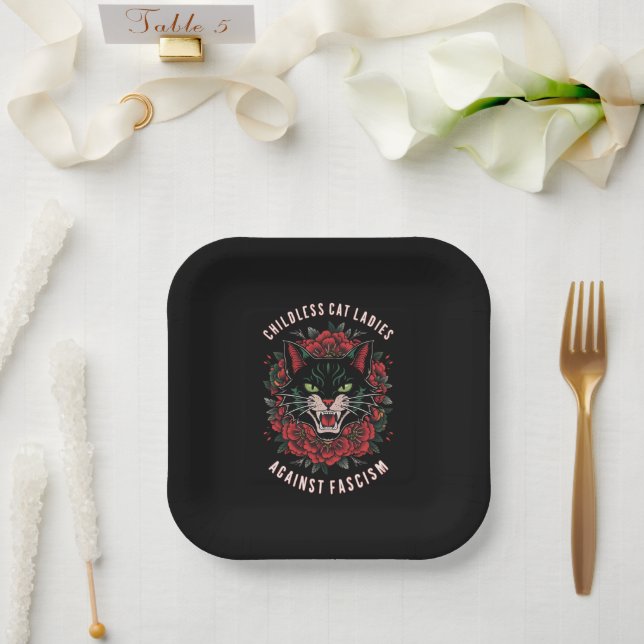Childless Cat Ladies Against Fascism  Paper Plates (Wedding)