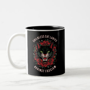Childless Cat Ladies Against Fascism Two-Tone Coffee Mug