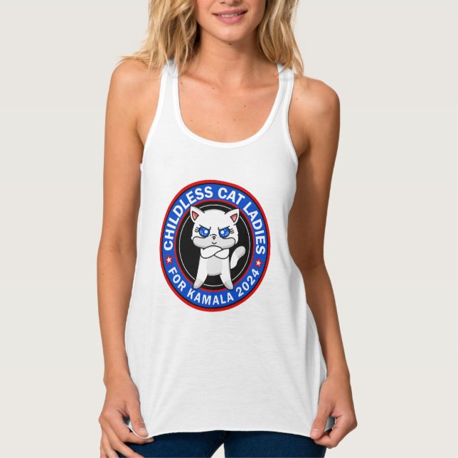 Childless Cat Ladies For Kamala Democrats US 2024 Tank Top (Front)