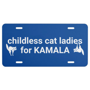 Childless cat ladies for Kamala funny cats blue License Plate