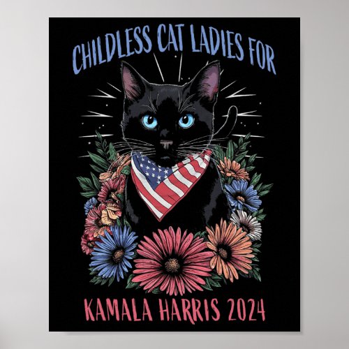 Childless Cat Ladies For Kamala Harris 2024 Electi Poster