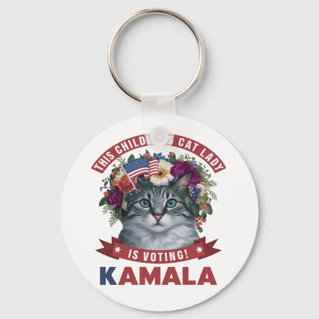 Childless Cat Ladies for kamala harris  Keychain (Front)