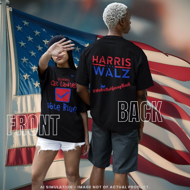 "Childless Cat Ladies Vote Blue" Harris/Walz 2024 T-Shirt (Creator Uploaded)