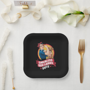 Childless Cat Ladies Vote Dog The Riveter Dog  Paper Plates