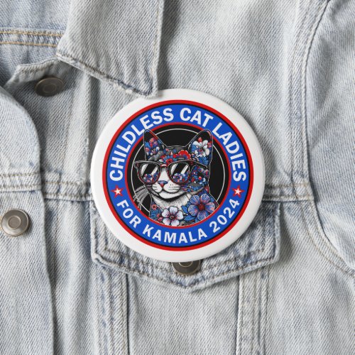 Childless Cat Ladies Vote Kamala US 2024 Dems  Button