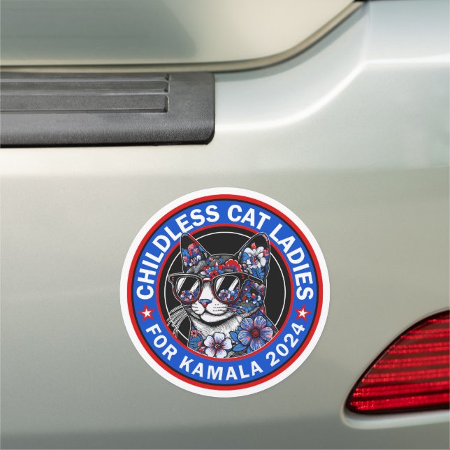 Childless Cat Ladies Vote Kamala US 2024 Dems  Car Magnet (In Situ)
